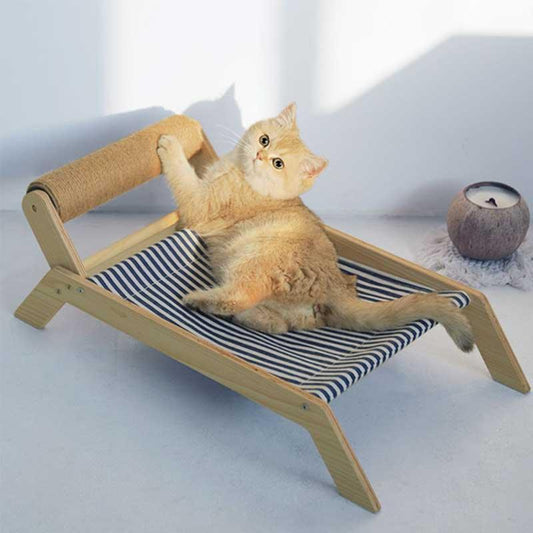 Cat Lounger Bed, Beach Chair Style | Optional Palm Tree Scratching Post