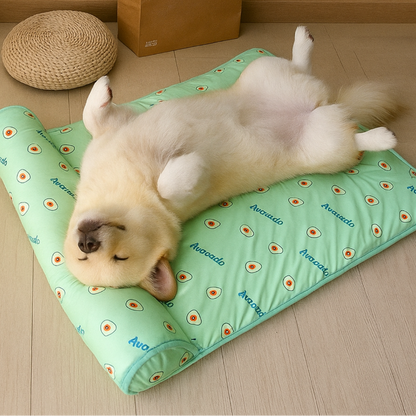 Pet Cooling Mat with Pillow | Fruit and Bear Prints, Dogs and Cats