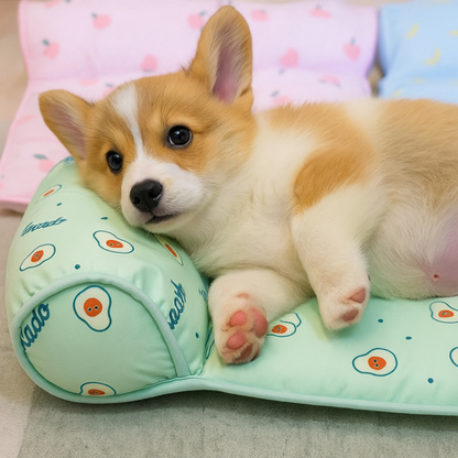 Pet Cooling Mat with Pillow | Fruit and Bear Prints, Dogs and Cats