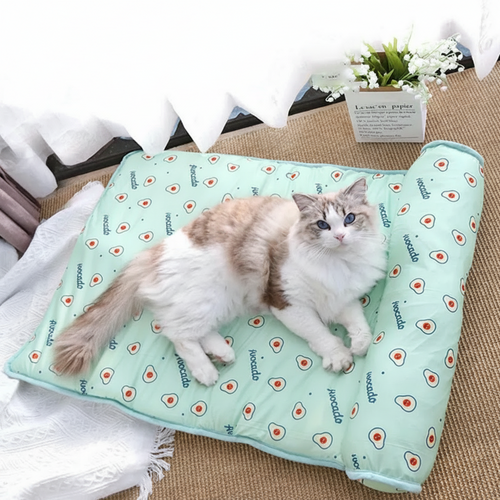 Pet Cooling Mat with Pillow | Fruit and Bear Prints, Dogs and Cats