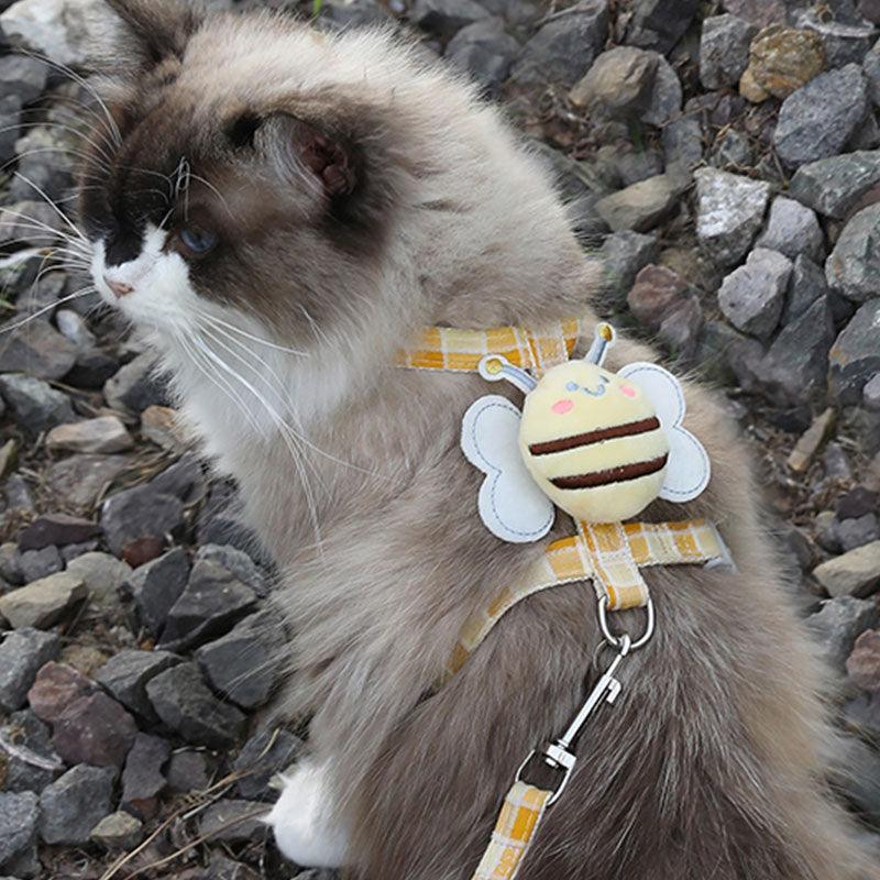 Bee Cat Harness and Leash Set | Adjustable H-Style, S or M, 6 Styles