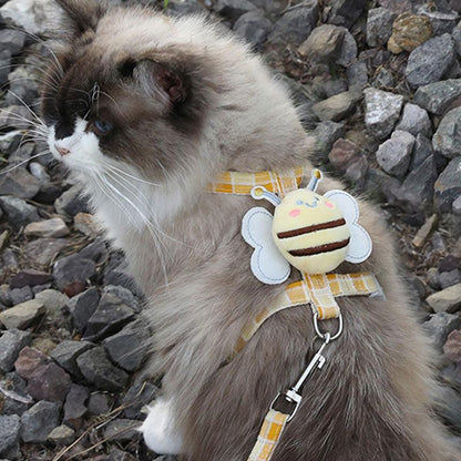 Bee Cat Harness and Leash Set | Adjustable H-Style, S or M, 6 Styles