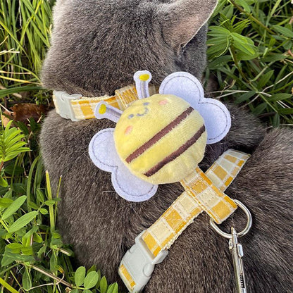 Bee Cat Harness and Leash Set | Adjustable H-Style, S or M, 6 Styles