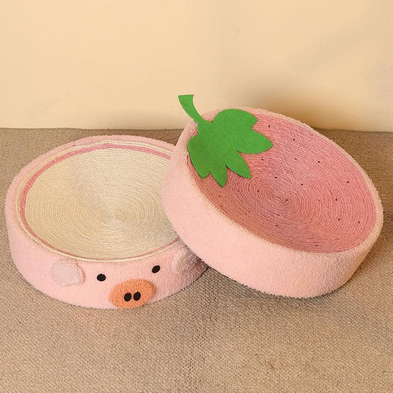 Round Cat Scratcher Bed, Sisal | Bowl Shape, 6 Animal and Fruit Designs