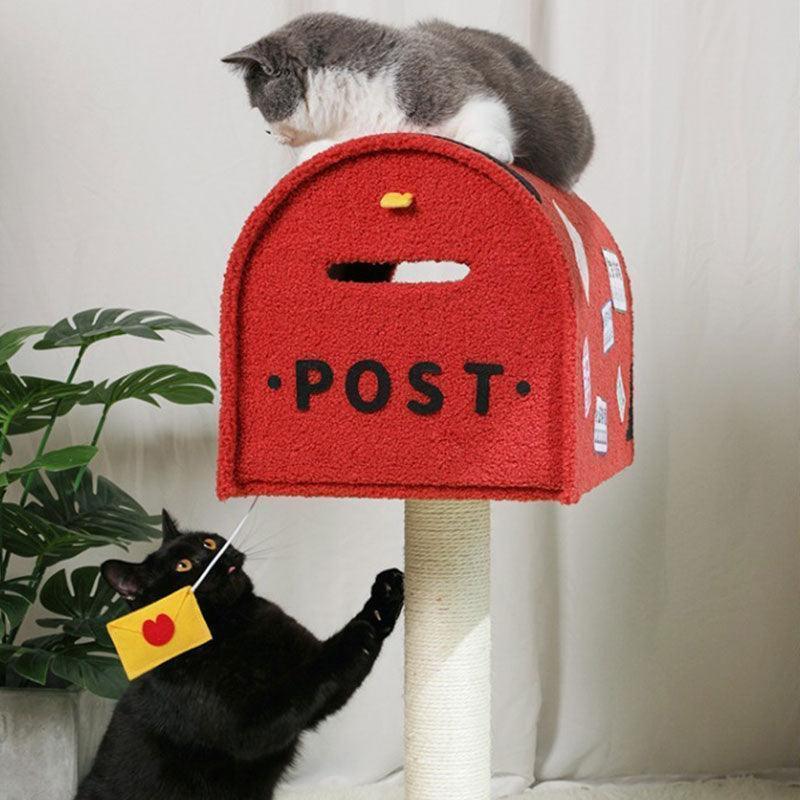 Mailbox Cat Tree with Cat House | Sisal Scratching Post, 31.1 in