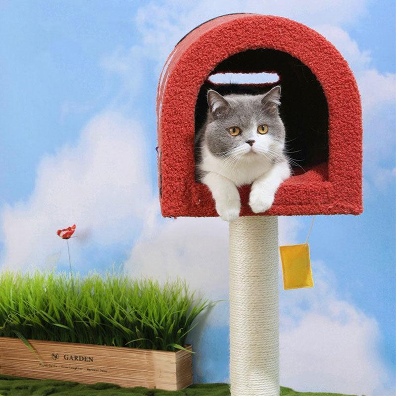 Mailbox Cat Tree with Cat House | Sisal Scratching Post, 31.1 in