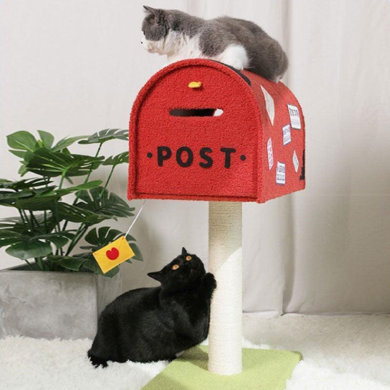 Mailbox Cat Tree with Cat House | Sisal Scratching Post, 31.1 in