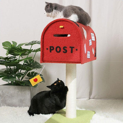 Mailbox Cat Tree with Cat House | Sisal Scratching Post, 31.1 in