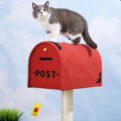 Mailbox Cat Tree with Cat House | Sisal Scratching Post, 31.1 in
