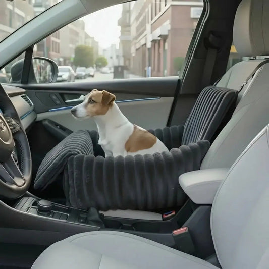 Dog Booster Seat for Car | Ribbed Plush, Built-In Safety Leash
