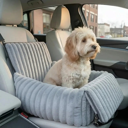 Dog Booster Seat for Car | Ribbed Plush, Built-In Safety Leash