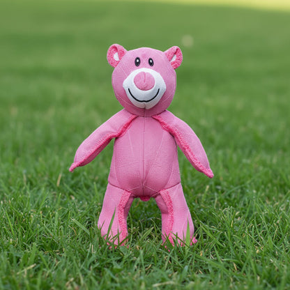 Bear Dog Chew Toy with XL Squeaker | Tough Woven Fabric, Blue or Pink