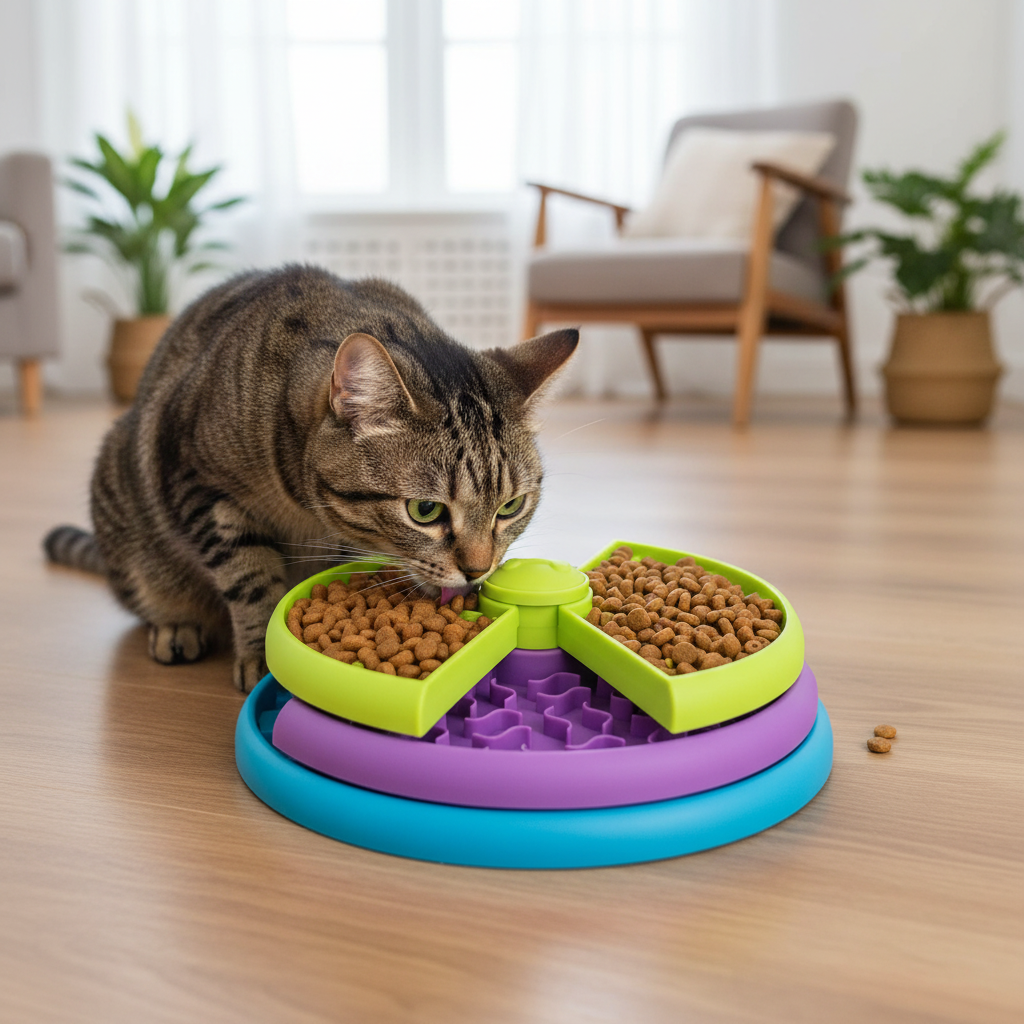Slow Feeder Dog Bowl | 3-Layer Rotating Puzzle, 9.8 in
