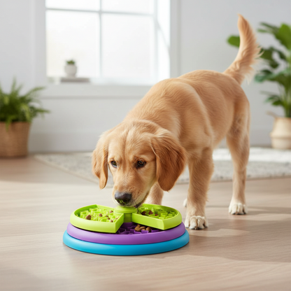 Slow Feeder Dog Bowl | 3-Layer Rotating Puzzle, 9.8 in