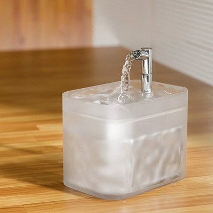 Cat Water Fountain, Clear Cube Design | Arched Spout, 6 Colors