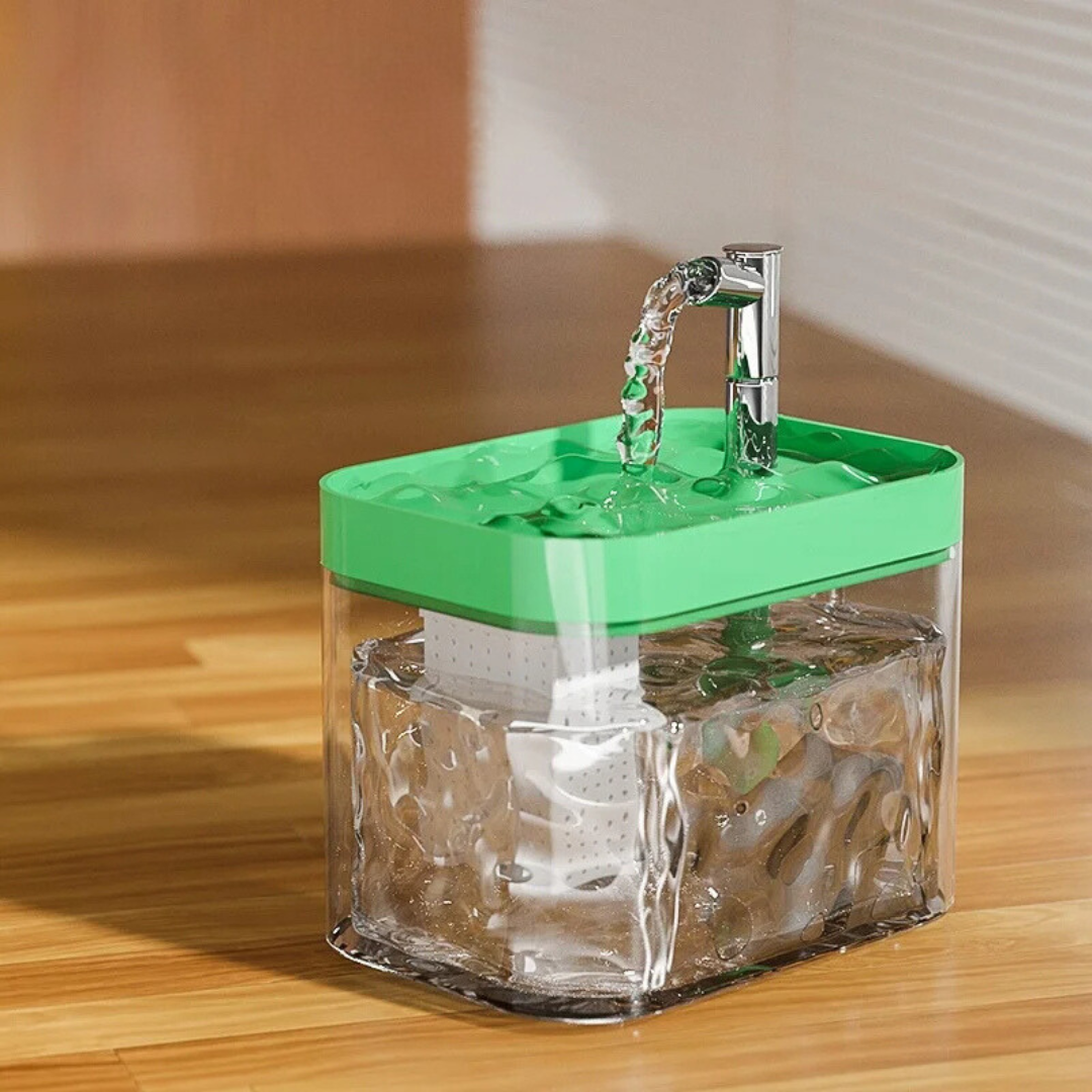 Cat Water Fountain, Clear Cube Design | Arched Spout, 6 Colors