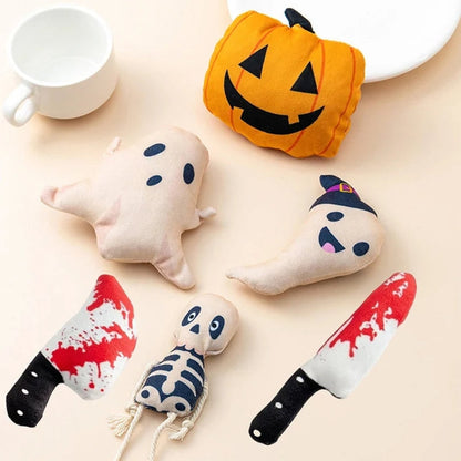 Halloween Plush Cat Toy | Ghost, Pumpkin, Skeleton, 6 Designs