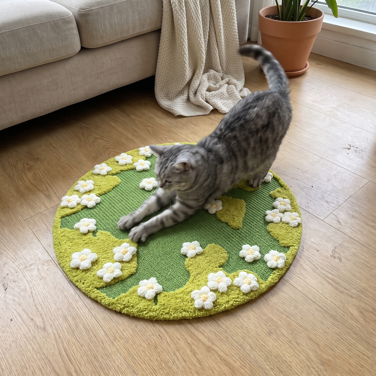 Cat Scratching Mat, Flower Garden Design | Tufted, 3 Designs