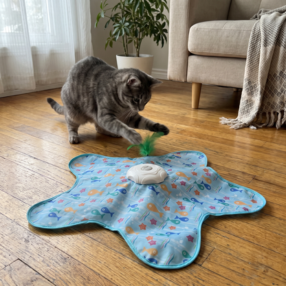 Automatic Cat Toy with Moving Feather | Hide-and-Seek Mat, 25.6 in