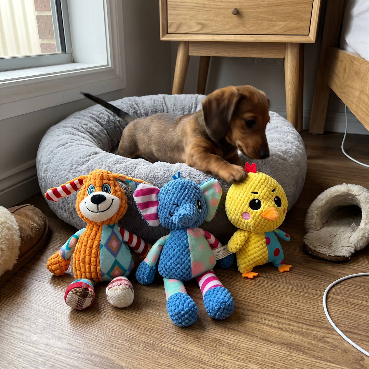 Squeaky Plush Dog Toy for Small and Medium Dogs | 7 Patchwork Animals