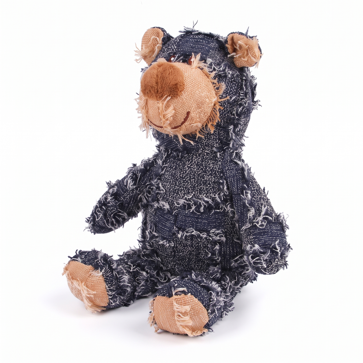 Tough Bear Dog Chew Toy | Stitched Patchwork Fabric, 3 Colors