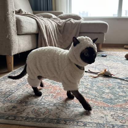 Sheep Cat Costume with Hood | Plush Sphynx Outfit, XS to 2XL