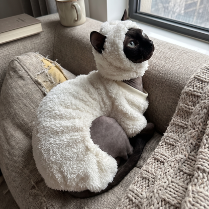 Sheep Cat Costume with Hood | Plush Sphynx Outfit, XS to 2XL