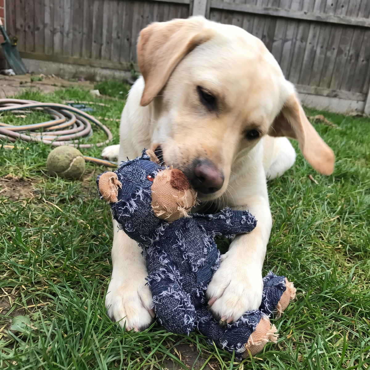 Tough Bear Dog Chew Toy | Stitched Patchwork Fabric, 3 Colors