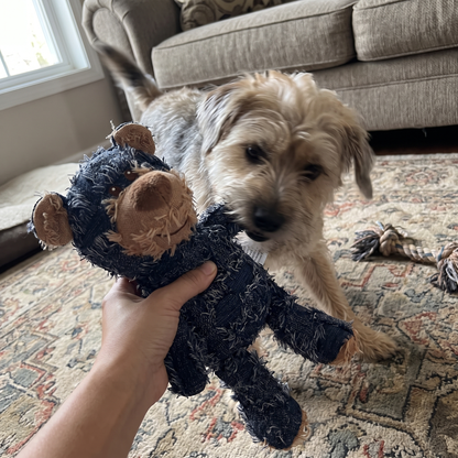 Tough Bear Dog Chew Toy | Stitched Patchwork Fabric, 3 Colors