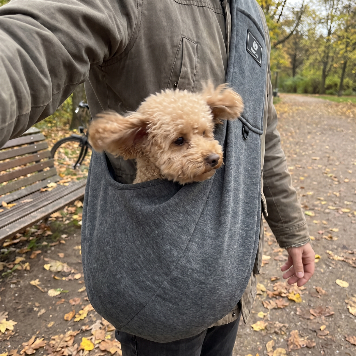 Dog Sling Carrier, Hands-Free | Adjustable Strap, Safety Hook