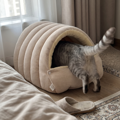 Cat Cave Bed, Tunnel Shape | Opens Flat, Removable Lining, S to L