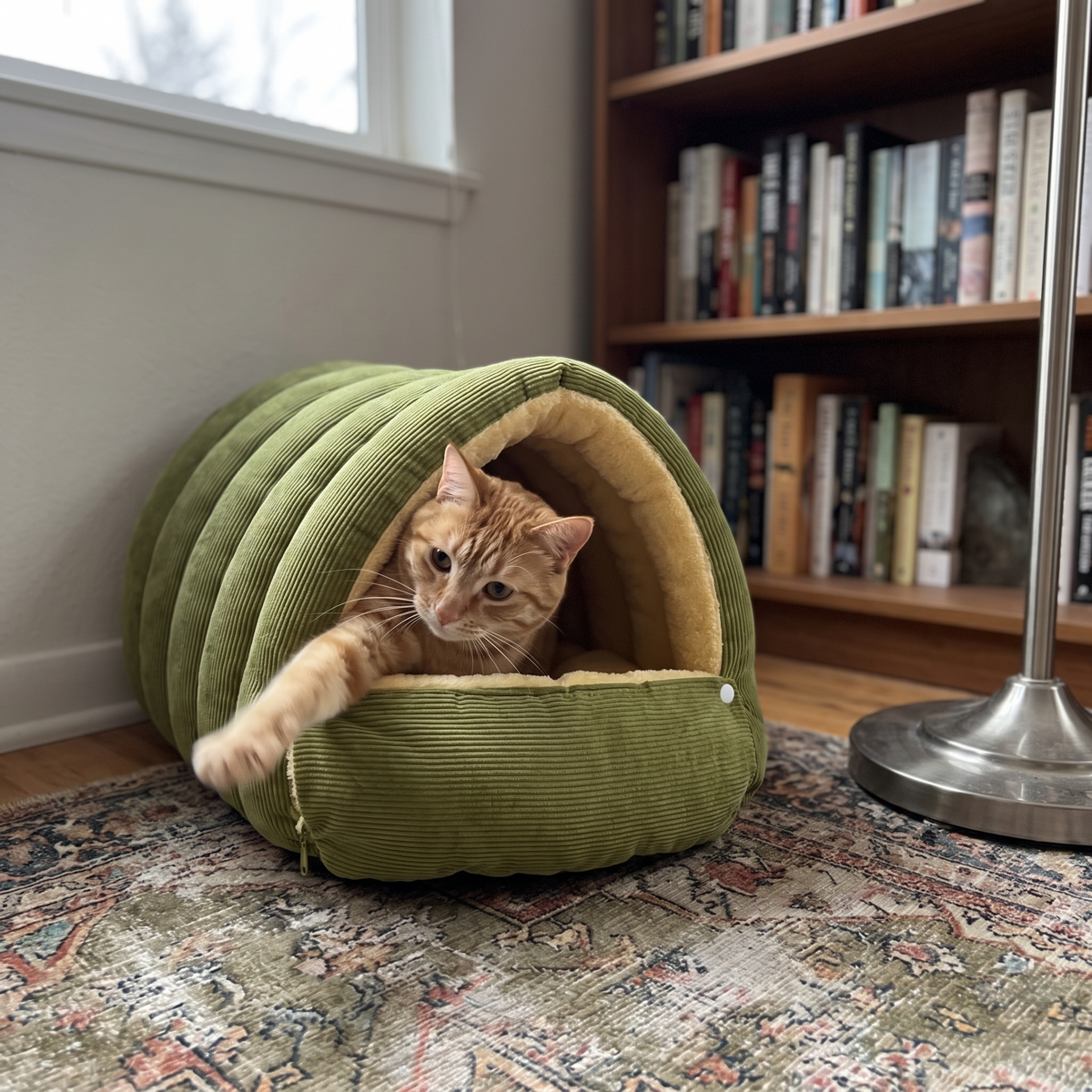 Cat Cave Bed, Tunnel Shape | Opens Flat, Removable Lining, S to L