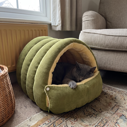 Cat Cave Bed, Tunnel Shape | Opens Flat, Removable Lining, S to L