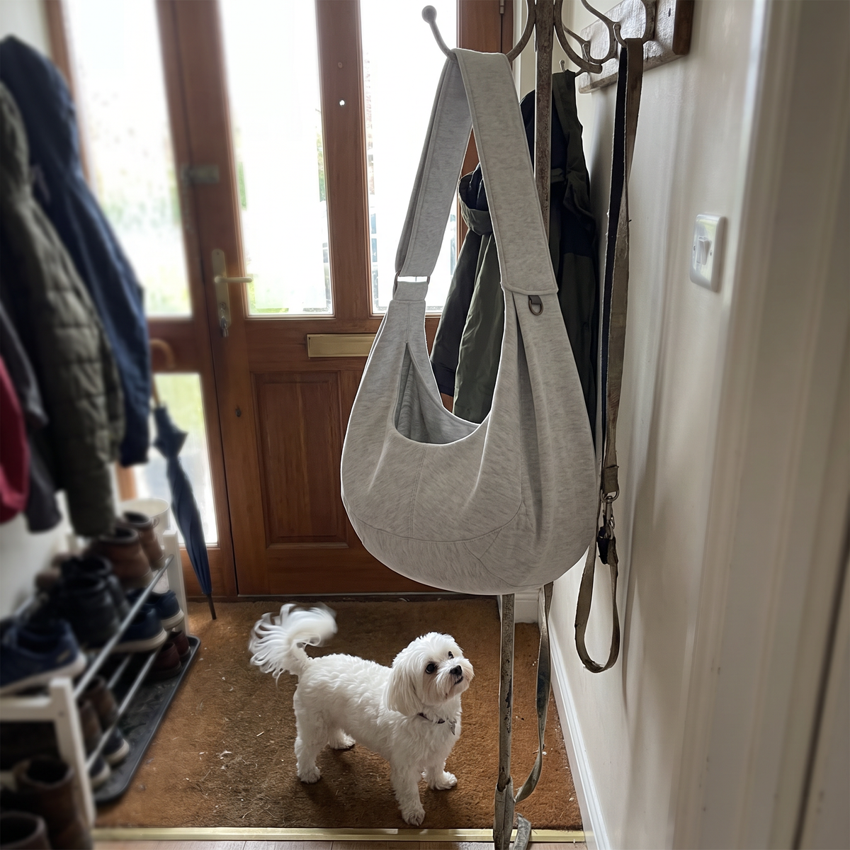 Dog Sling Carrier, Hands-Free | Adjustable Strap, Safety Hook