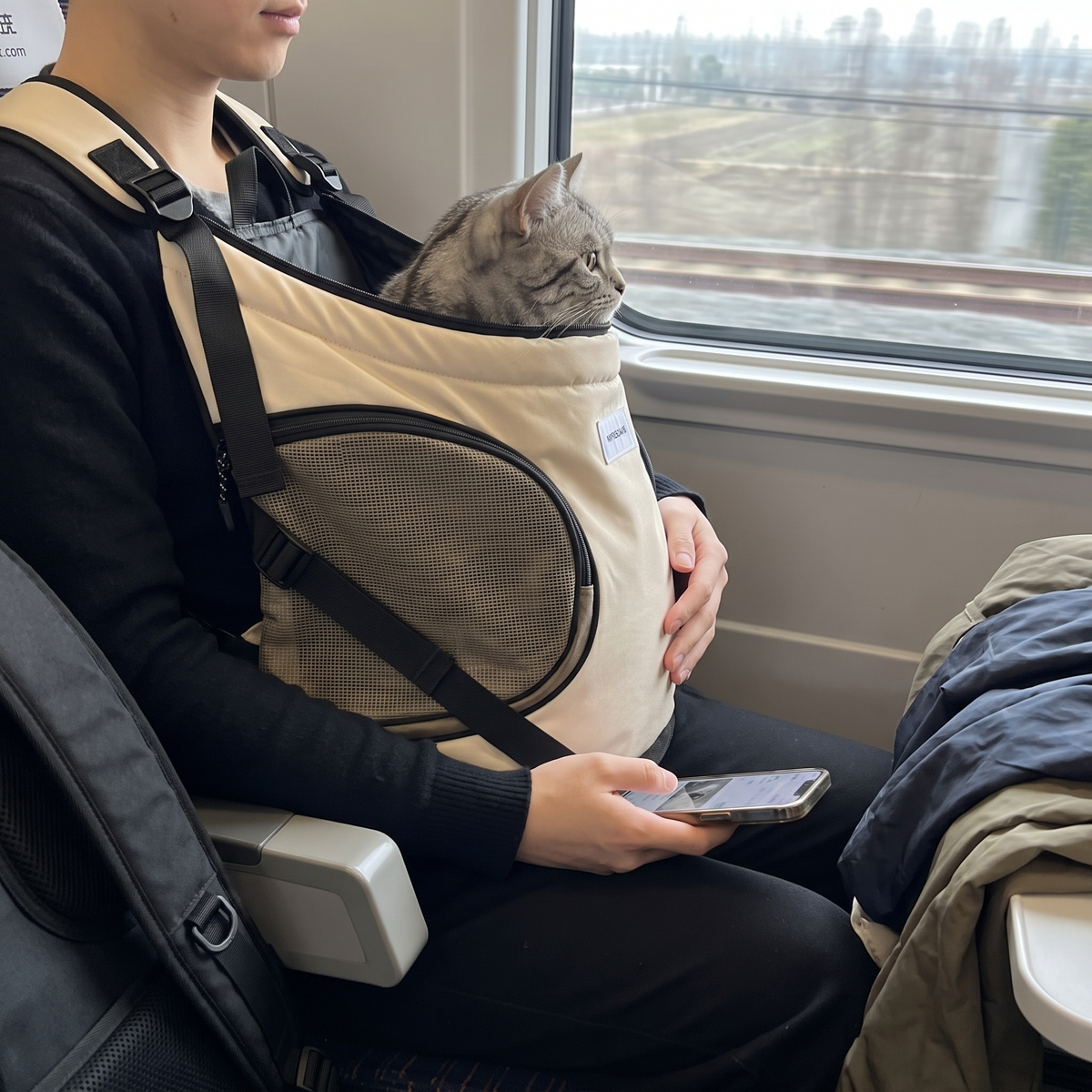 Cat Front Carrier Backpack | Mesh Window, Crossed Straps, Up to 13 lb