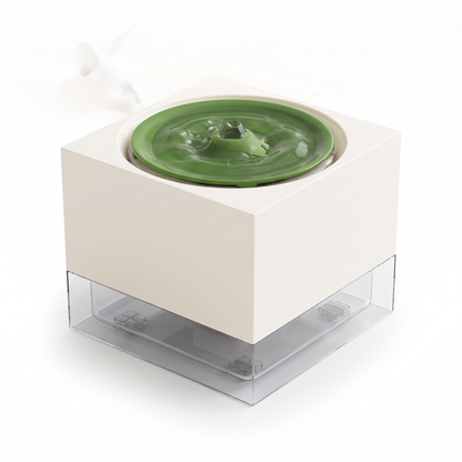 Cat Water Fountain, Record Player Design | 67.6 oz | Matching Food Bowl