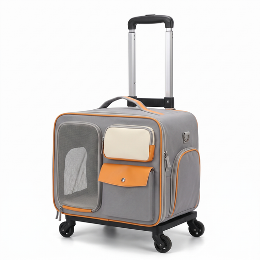 Cat Carrier with Wheels | Detachable Trolley, Shoulder Strap | 2 Colors