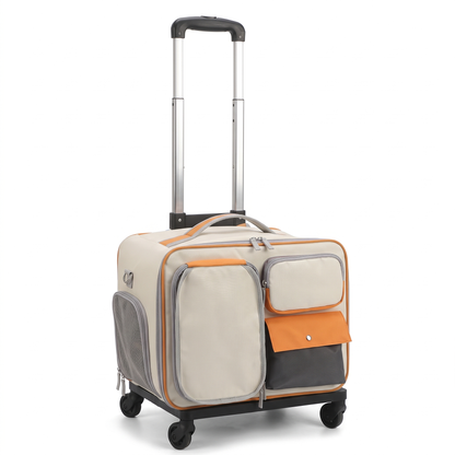 Cat Carrier with Wheels | Detachable Trolley, Shoulder Strap | 2 Colors