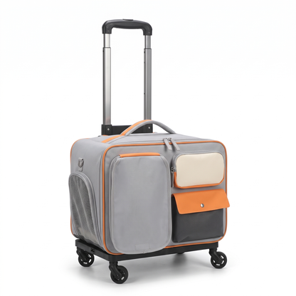 Cat Carrier with Wheels | Detachable Trolley, Shoulder Strap | 2 Colors