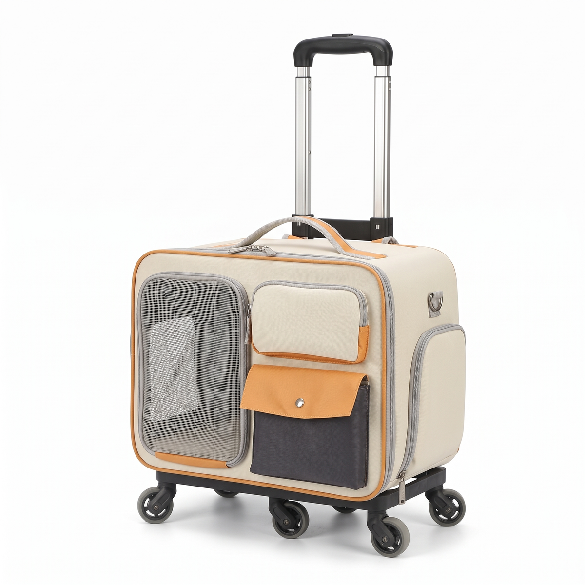 Cat Carrier with Wheels | Detachable Trolley, Shoulder Strap | 2 Colors