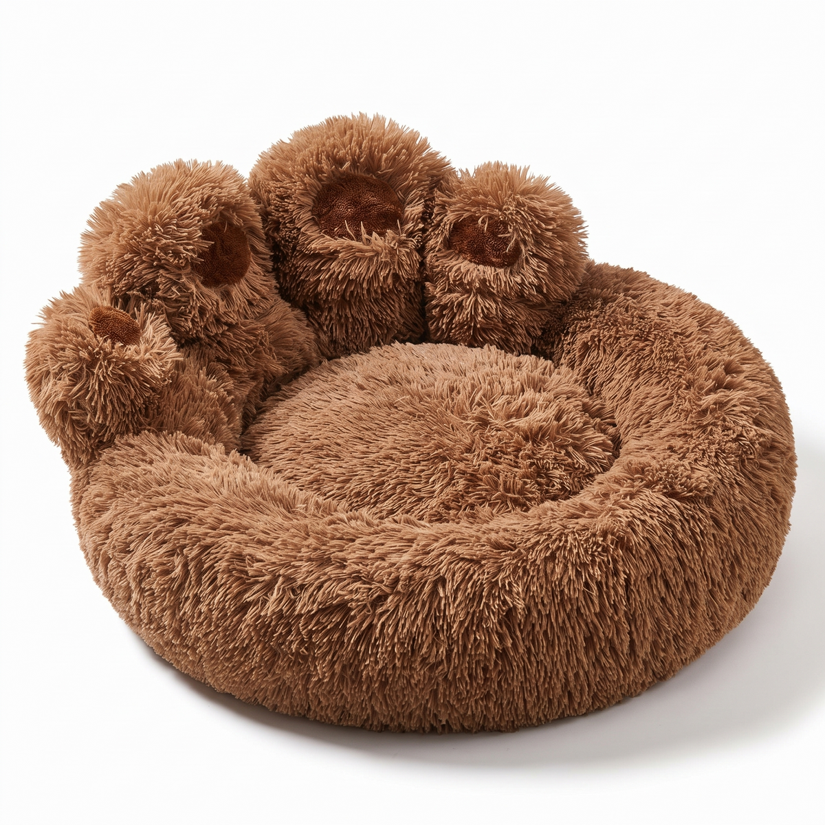 Fluffy Cat Bed with Backrest | Green Monster or Paw Shape | M to XL