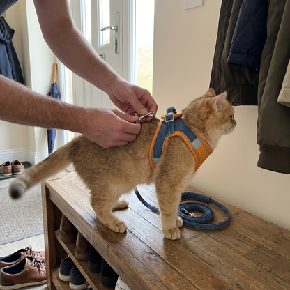 Cat Harness and Leash Set, Two-Tone Vest | Reflective Strip | S to XL