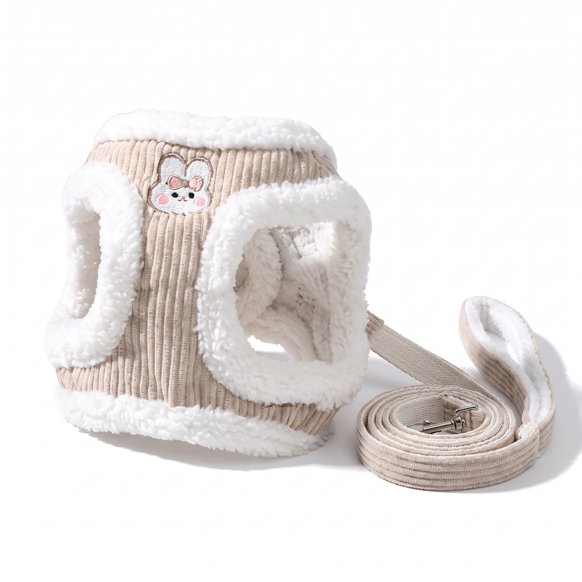 Cat Vest Harness and Leash Set | Rabbit Patch, Plush Trim | XXS to L