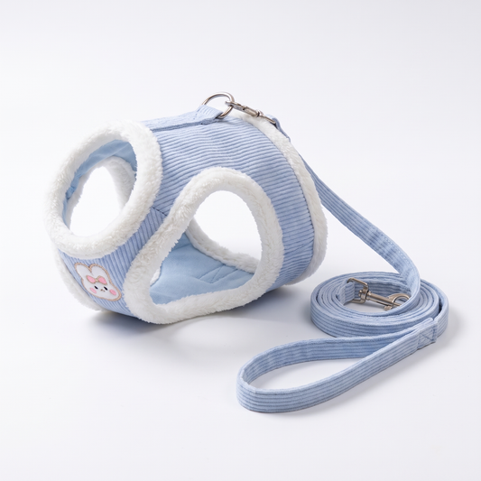 Cat Vest Harness and Leash Set | Rabbit Patch, Plush Trim | XXS to L