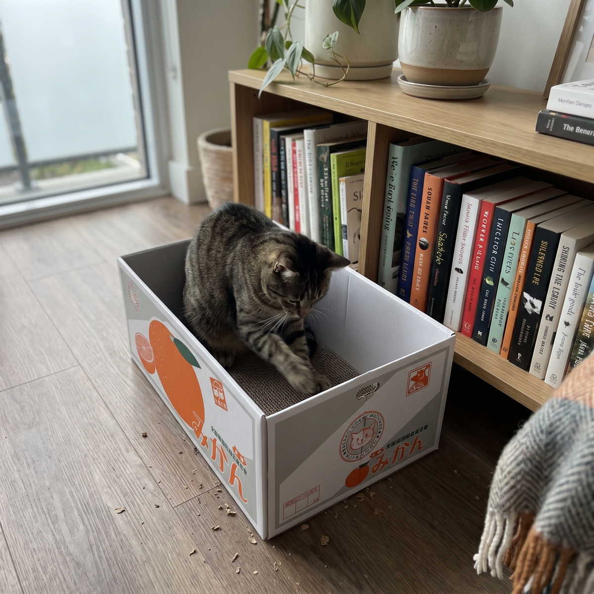 Cardboard Cat Scratcher Box Bed | Japanese Print Designs | 2 Sizes