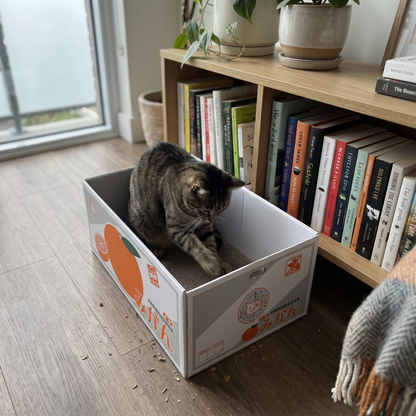 Cardboard Cat Scratcher Box Bed | Japanese Print Designs | 2 Sizes