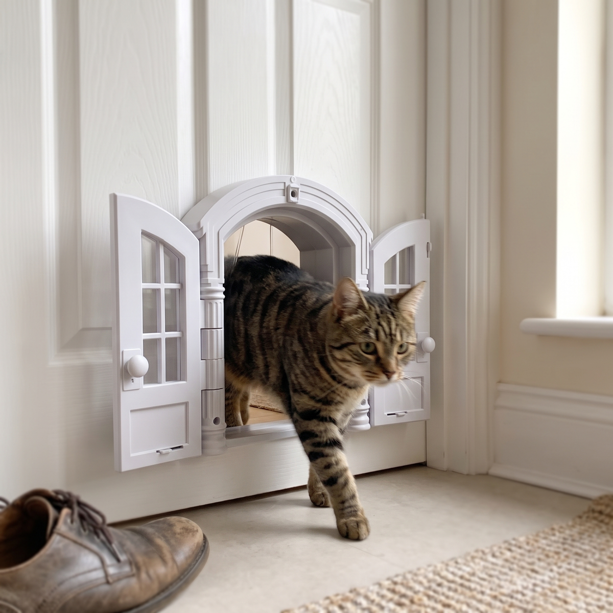 Cat Door for Doors and Walls | Arched Double Door Design | Lockable