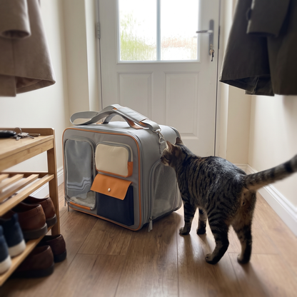 Cat Carrier with Wheels | Detachable Trolley, Shoulder Strap | 2 Colors