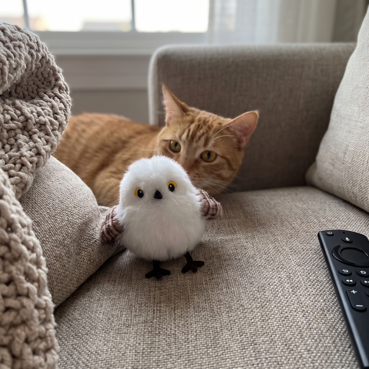 Plush Flapping Bird Cat Toy | 3 Wing Modes | USB-C Rechargeable