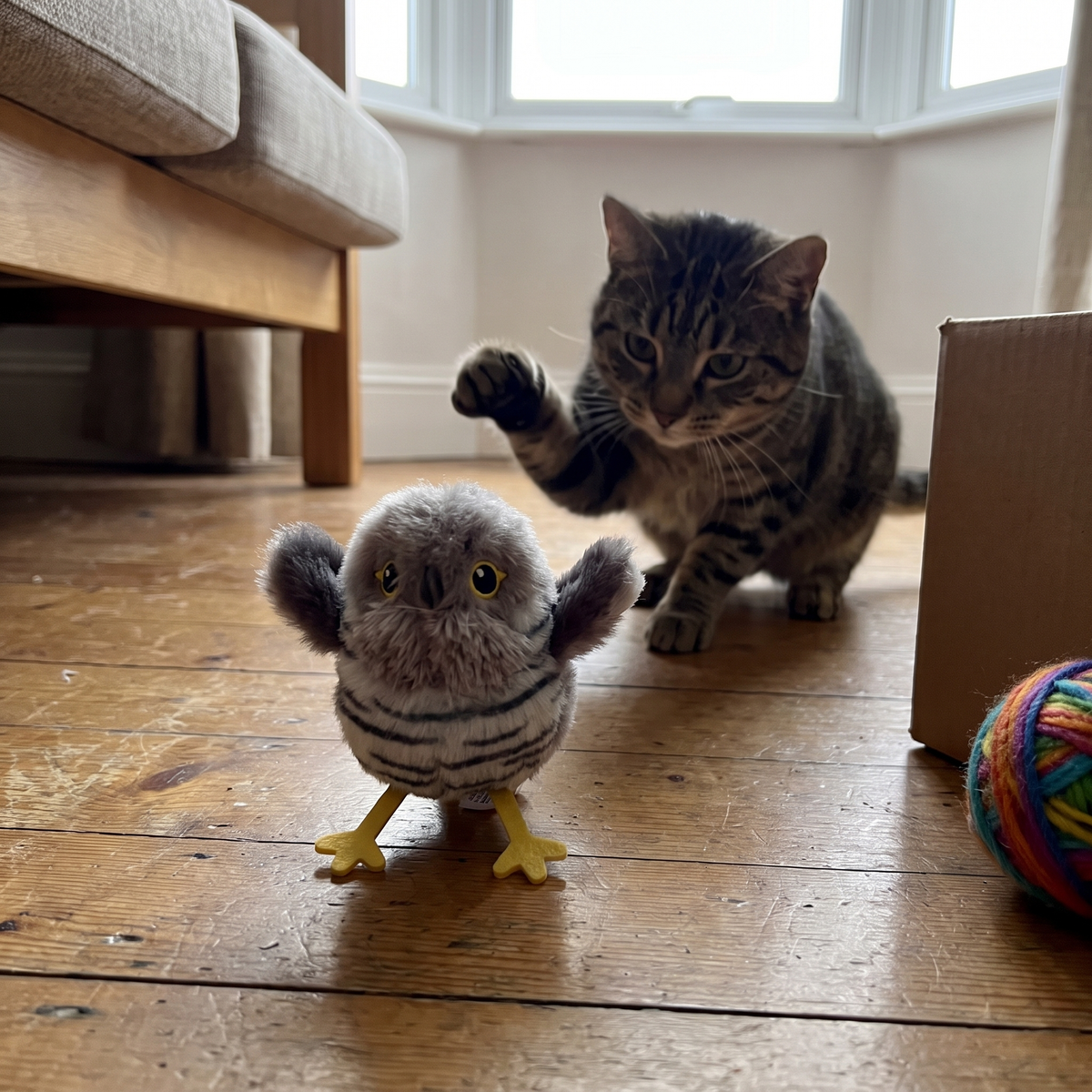 Plush Flapping Bird Cat Toy | 3 Wing Modes | USB-C Rechargeable